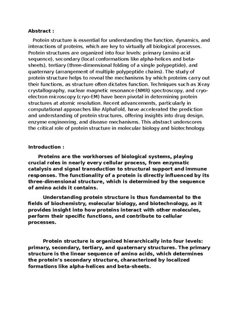 ICB case study - Use information - Abstract : Protein structure is ...
