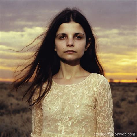 Young Hope Sandoval Under Golden Sky | Stable Diffusion Online