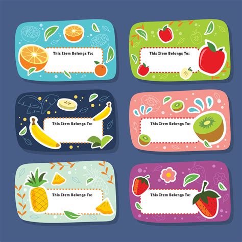 Cute Fruity Fruit Name Tag 15719758 Vector Art at Vecteezy