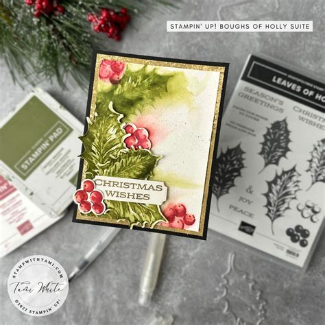 Shimmery Grunge Christmas Card [Boughs of Holly Series] | Stampin Up ...