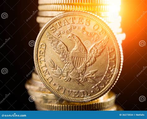 Five Dollars gold coins stock photo. Image of rich, pension - 36273034