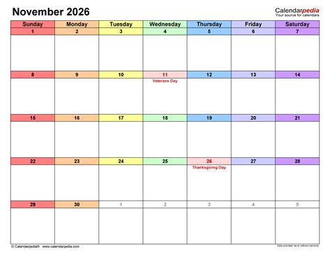 2026 October November Calendar