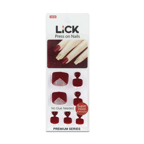 Lick Nail Classic Red Reusable Artificial Toe Nails Set | Sugatra