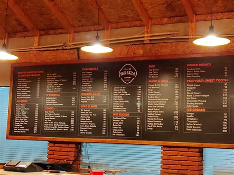 Menu at Indian Paratha Company, Beas
