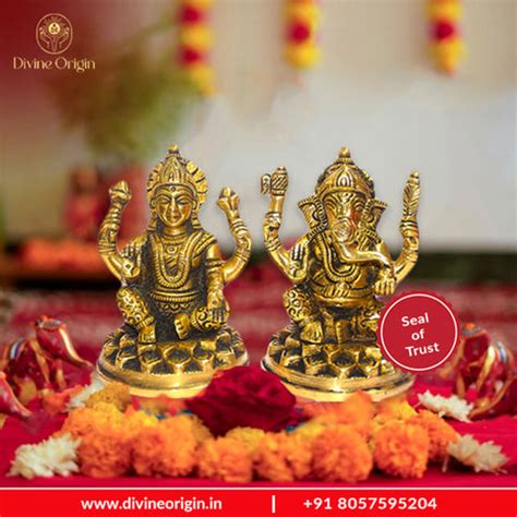 Brass Ganesha Laxmi Ganesh Lakshmi Bhagwan Idol – Divine Origin India