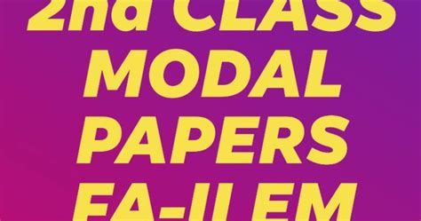 2nd Class all subjects FA-II Modal papers for English medium - APEdu