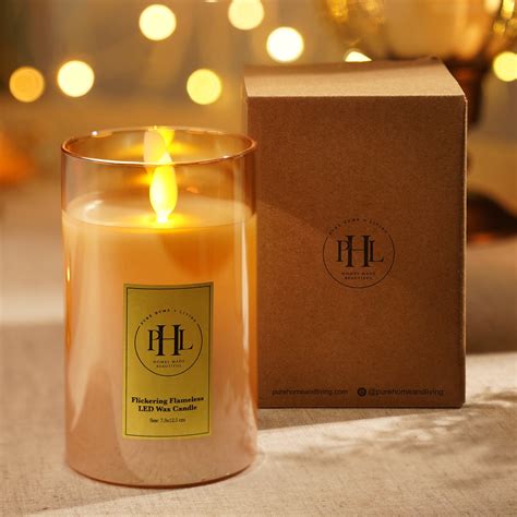 Amber LED Flickering Flame Candle - Large