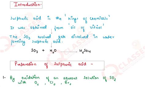 class10 icse chemistry important notes chapter h2so4