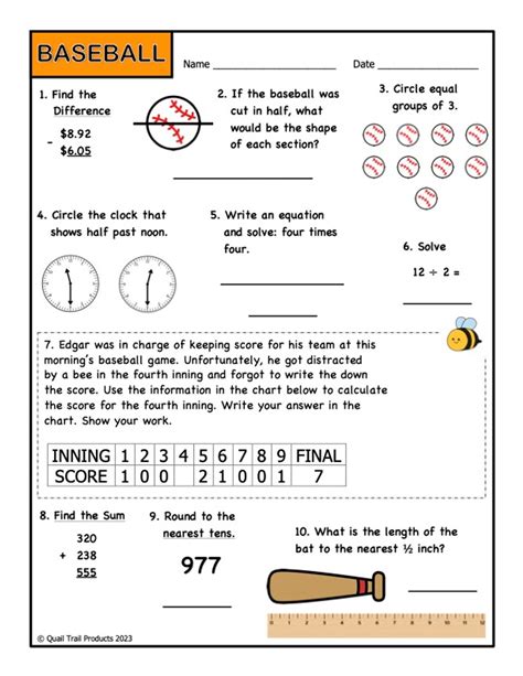 Baseball Worksheet 的图像结果