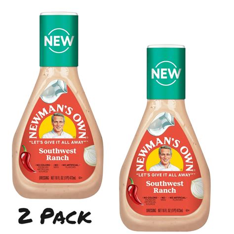 Newman's Own Southwest Ranch Salad Dressing, Creamy and Spicy, 16 oz ...