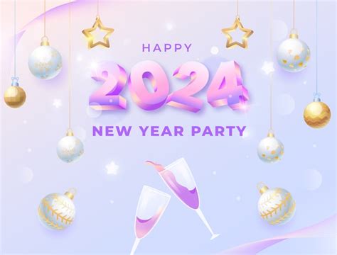 Realistic photocall template for new year 2024 celebration | Free Vector