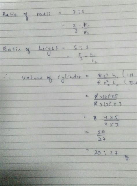 the ratio of radii of two cyliner 2:3 and ratio of their height 5:3 the ...