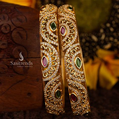 Unique American Diamond Micro Gold Plated Bangles - Sasitrends