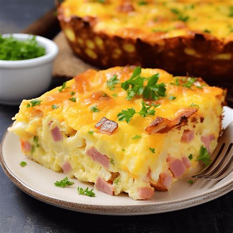 Classic Cheesy Ham and Egg Casserole | Recipe | Ham breakfast casserole ...