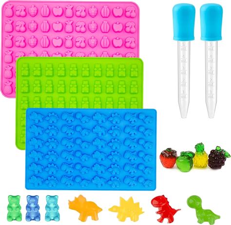 Amazon.com: 3Pcs Gummy Candy Molds for Kids - Silicone Mini Gummy Bear ...