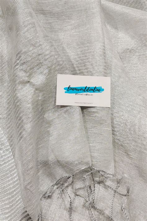 Silver Zari Tissue Linen Saree Online | Linen World