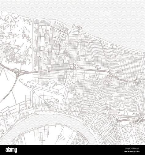 Kenner, Louisiana, USA, bright outlined vector map with bigger and minor roads and steets ...
