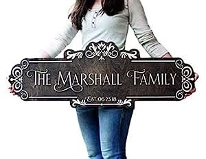 THE GRANDEUR Modern Home Personalized Door Name Plate, Brown Background ...