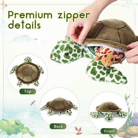 Buy 5 Pieces Plush Turtle Set 12 Inch Stuffed Sea Turtle Mom with 4 ...