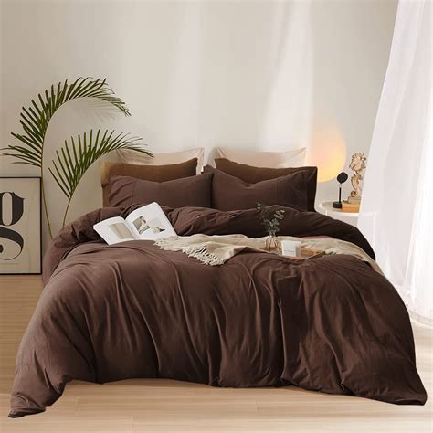 Pureant Dark Brown Comforter Set King Size Mocha Coffee Bedding ...