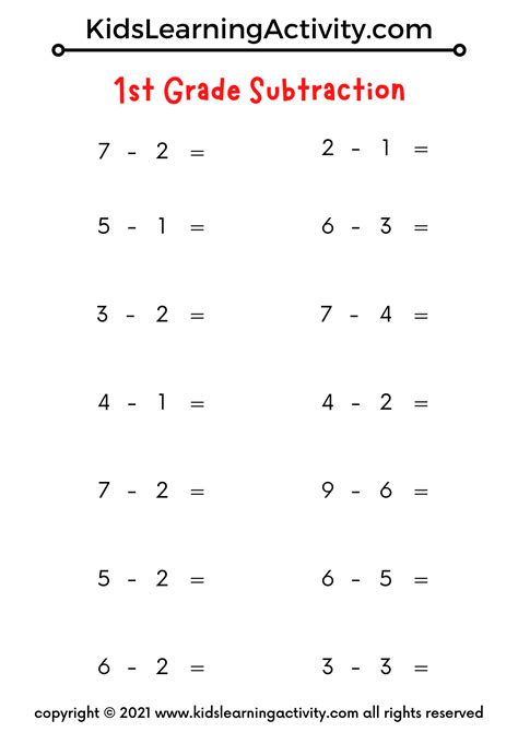 Image result for 1st Grade Math Subtraction Worksheets
