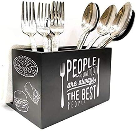 Buy Dime Store Enginereed Wood Cutlery holder with Napkin rack for ...