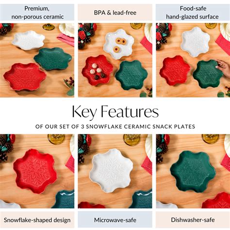 Set Of 3 Snowflake Ceramic Snack Plates Online - Premium Snack Plate ...