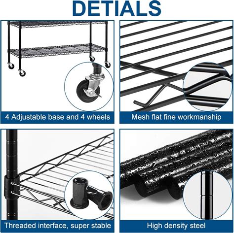 Buy Dkelincs 6 Tier Wire Shelving Unit with Wheels 48 X 18 X 82 Metal ...