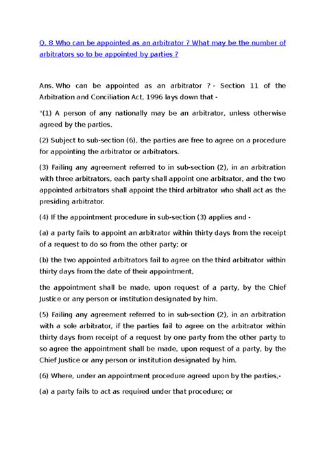 Who can be appointed as an arbitrator ? What may be the number of ...
