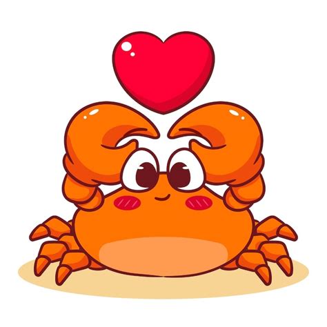 Cute crab holding love heart cartoon vector illustration adorable ...