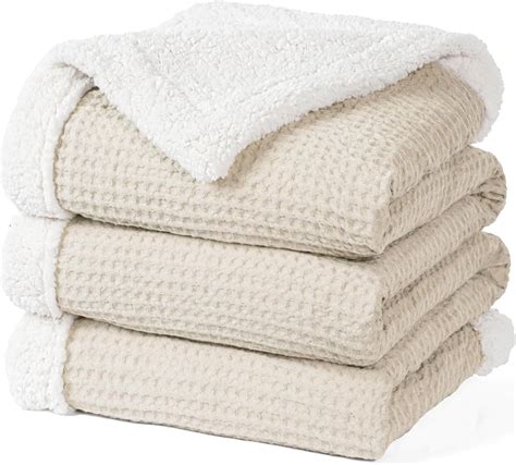Amazon.com: PHF Waffle Sherpa Blanket Queen Size, Luxury Warm Plush ...