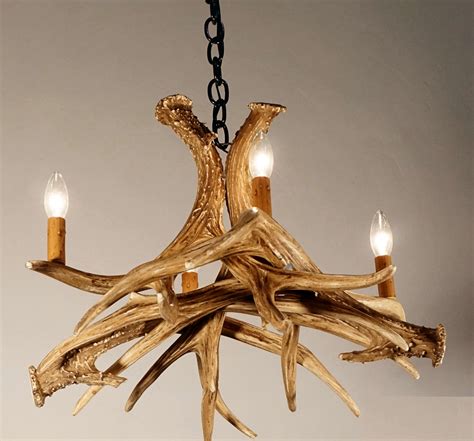 Deer Antler Chandeliers | Mule Deer 4 Cast Antler Chandelier | Rustic ...