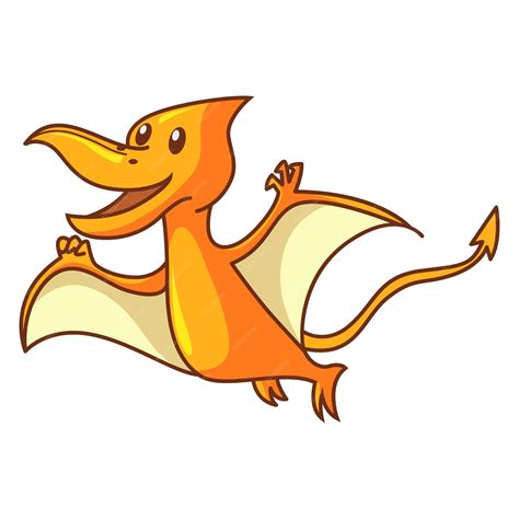 Vector cartoon illustration of cute pteranodon dinosaur flying ...