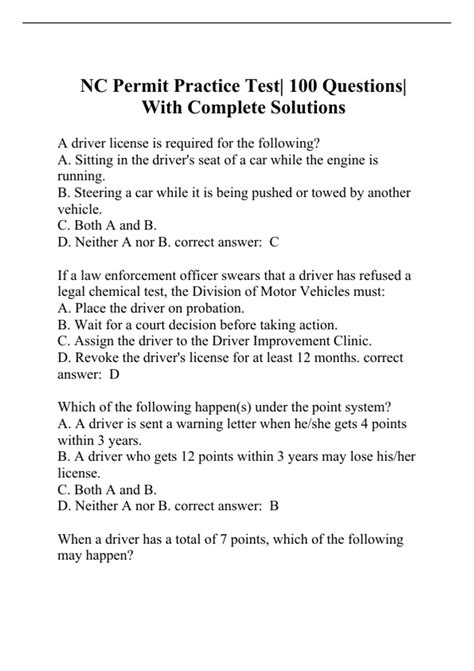 Image result for NC DMV Practice Test Printable