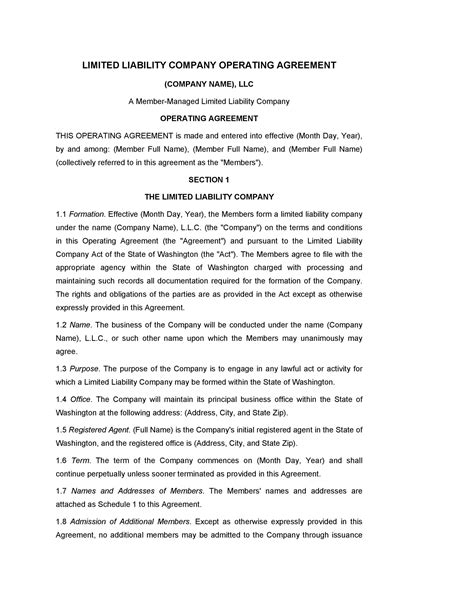 30 Professional LLC Operating Agreement Templates ᐅ TemplateLab