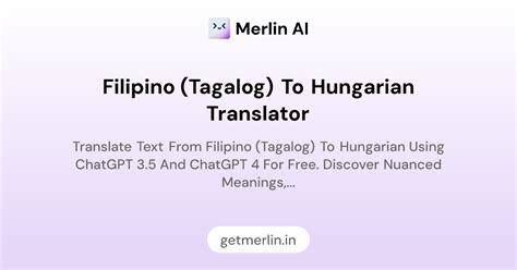 Filipino (Tagalog) to Hungarian Translator