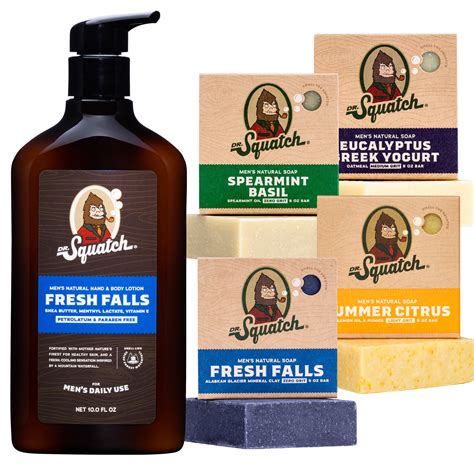 Dr. Squatch Men's Natural Soap & Lotion Pack - 4 Bars, Fresh Falls ...
