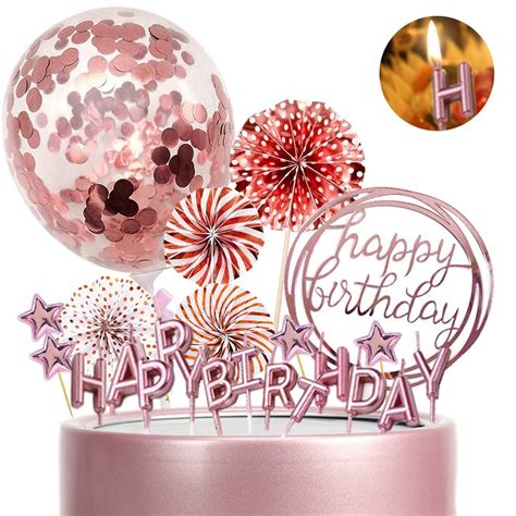 Buy MEMOVAN Rose Gold Cake Topper Cake Decoration with Happy Birthday ...