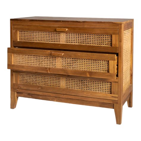 Bram Solid Teak Wood & Rattan Chest Of 3 Drawers – nismaayadecor