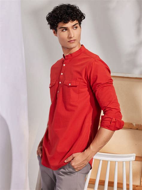 Buy Red Double Pocket Kurta for Men Online - Red Flame