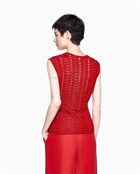 Viscose top with a ruffle motif | Giorgio Armani