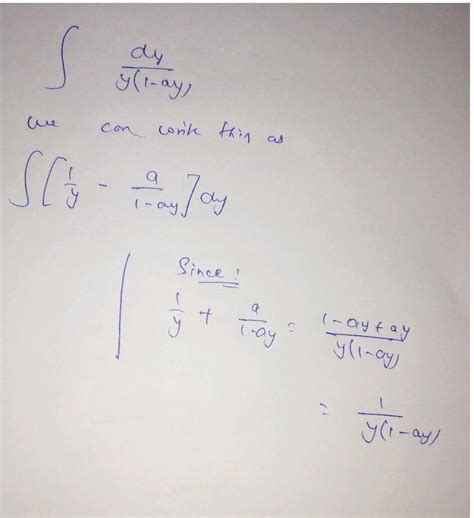 integrate (dy)/(y-ay^2) - Brainly.in