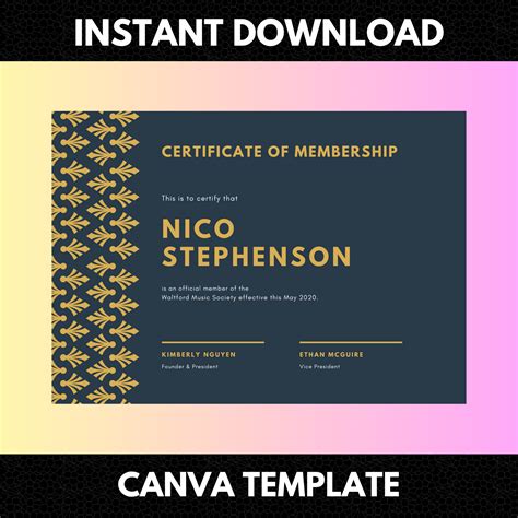 Certificate of Membership Template | Membership Certificate – CreativeRino