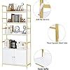 Buy FINETONES Bookcase with 2 Cabinets, White and Gold Bookshelf with ...