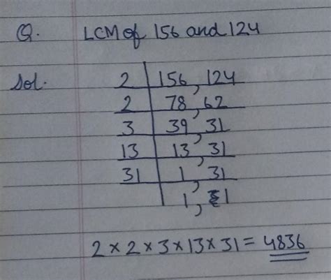 find the LCM of 156 and 124 - Brainly.in