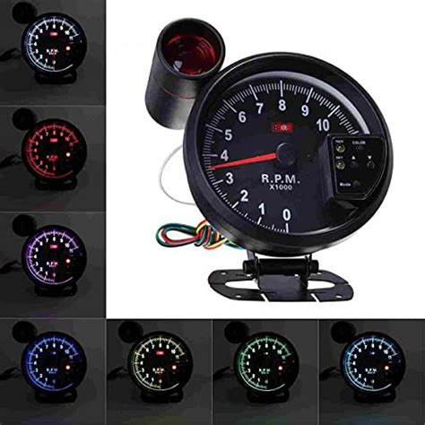 AutoTrends 5" Black Monster Tachometer RPM Meter 7 Colors Shift Light ...