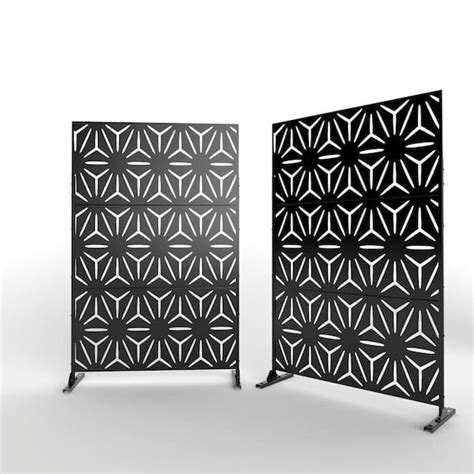 Buy 6.5 ft. H x 4 ft. L Laser Cut Metal Privacy Screen 3-Panels Online ...