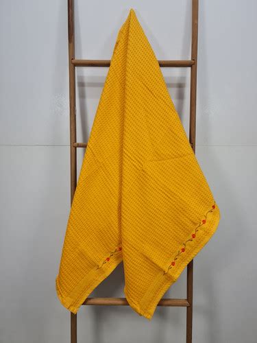 Waffle Bath Towels Embroidered -Wild Flower - Set of 2 | Villageshop