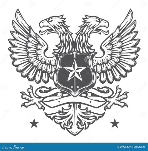 Double Headed Heraldic Eagle Crest on White Stock Vector - Illustration ...