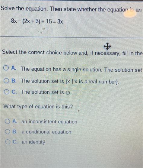Solved Solve the equation. Then state whether the equation | Chegg.com